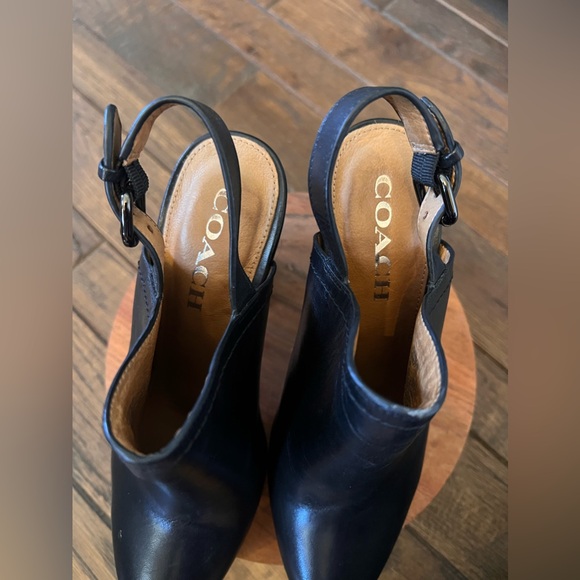 COACH Carmine Closed Toe Black Leather Platform Heels - Picture 6 of 10